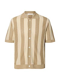 SLHSHANE SS OPEN STRUC POLO CARDIGAN BIRCH - Selected