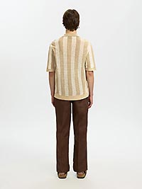 SLHSHANE SS OPEN STRUC POLO CARDIGAN BIRCH - Selected