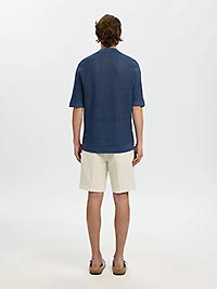 SLHSHANE SS OPEN STRUC POLO CARDIGAN SARGASSO - Selected
