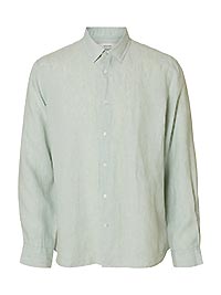 SLMREGCLAUS KYLIAN LINEN LS SHIRT AQUA GREY - Selected