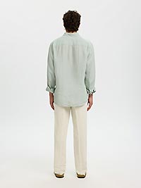 SLMREGCLAUS KYLIAN LINEN LS SHIRT AQUA GREY - Selected