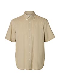 SLMREGCLAY LINENBLEND SS SHIRT PURE CASHMERE - Selected