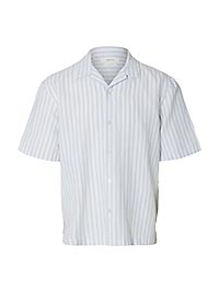 SLMRLXCLAY LINENBLEND SS SHIRT DUSTY BLUE - Selected