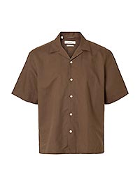 SLMRLXCLAY LINENBLEND SS SHIRT RES CHOCOLATE - Selected
