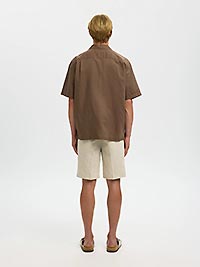 SLMRLXCLAY LINENBLEND SS SHIRT RES CHOCOLATE - Selected