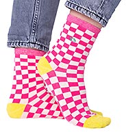 SOCKS CARREAUX ROSE ET BLANC - Billybelt