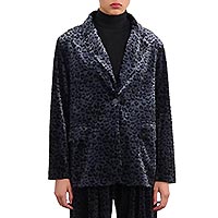 BLAZER VELOURS LEOPARD GRIS - Lili Sidonio