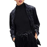 BLAZER VELOURS LEOPARD GRIS - Lili Sidonio