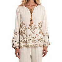 BLOUSE MOLLY ECRU BEIGE BRODEE - Molly Bracken