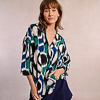 BLOUSE MOLLY SUMMER GREEN BLUE - Molly Bracken