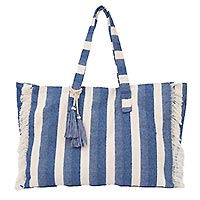 CABAS MOLLY COTON BLEU BLANC - Molly Bracken