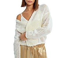 CARDIGAN CROCHET FLEURS BLANC - Lili Sidonio