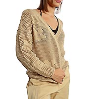 CARDIGAN CROCHET FLEUR BEIGE - Lili Sidonio
