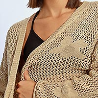CARDIGAN CROCHET FLEUR BEIGE - Lili Sidonio