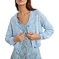 CARDIGAN CROP BLEU CIEL - Lili Sidonio
