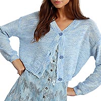 CARDIGAN CROP BLEU CIEL - Lili Sidonio