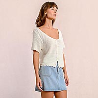 CARDIGAN MOLLY CROCHET ECRU - Molly Bracken