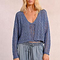 CARDIGAN MOLLY KNITED BLUE - Molly Bracken
