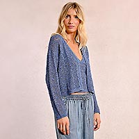 CARDIGAN MOLLY KNITED BLUE - Molly Bracken