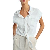 CHEMISETTE LILI CROP WHITE - Lili Sidonio