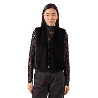 GILET FOURRURE ZIGZAG NOIR - Molly Bracken