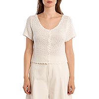 GILET MAILLE CROCHET BLANC - Molly Bracken