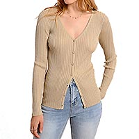 GOLDIE CARDIGAN BEIGE LUREX - Molly Bracken