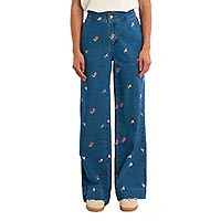 JEAN MOLLY JEANS FLOWERS DENIM BLUE - Molly Bracken