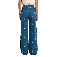 JEAN MOLLY JEANS FLOWERS DENIM BLUE - Molly Bracken