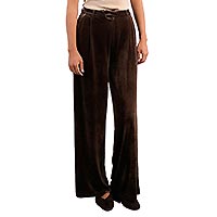 PANTALON LARGE VELOURS MARRON - Molly Bracken
