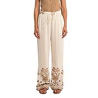 PANTALON MOLLY ECRU BEIGE BRODE - Molly Bracken