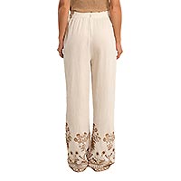 PANTALON MOLLY ECRU BEIGE BRODE - Molly Bracken