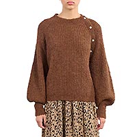 PULL BOUTONS STRASS MARRON - Lili Sidonio
