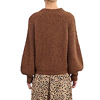 PULL BOUTONS STRASS MARRON - Lili Sidonio