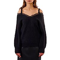 PULL BRETELLES MAILLE BLACK - Molly Bracken