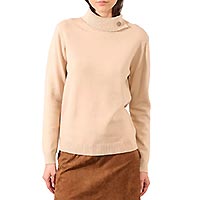 PULL COL ROULE BOUTON BEIGE - Molly Bracken