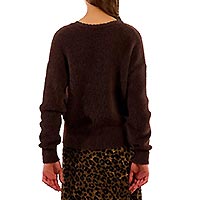 PULL COL V DENTELLE CHOCOLAT - Molly Bracken