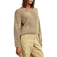 PULL CROCHET FLEURS BEIGE - Lili Sidonio