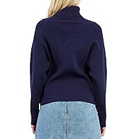 PULL CROISE COL ROULE BLEU - Lili Sidonio