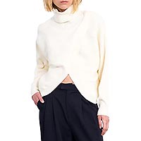 PULL CROISE COL ROULE CREME - Lili Sidonio