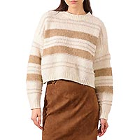 PULL CROP MAILLE BEIGE BLANC - Molly Bracken