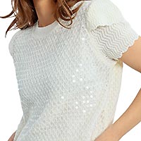 PULL CROP MC SEQUIN ECRU - Lili Sidonio