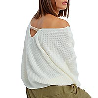 PULL CROP V ML SEQUIN ECRU - Lili Sidonio