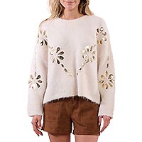 PULL MAILLE ET FLEURS OFFWHITE - Molly Bracken