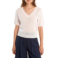 PULL MOLLY COL V MAILLE BLANC - Molly Bracken