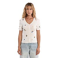 PULL MOLLY MANCHES COURTES FLOWERS ECRU - Molly Bracken