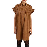 ROBE CHEMISE FRONCES CAMEL - Lili Sidonio