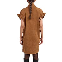 ROBE CHEMISE FRONCES CAMEL - Lili Sidonio