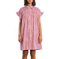 ROBE CHEMISE LILI COTTON ROUGE - Lili Sidonio