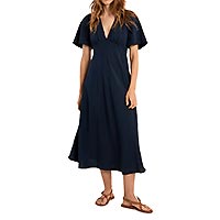 ROBE LONGUE COL V NAVY BLUE - Molly Bracken